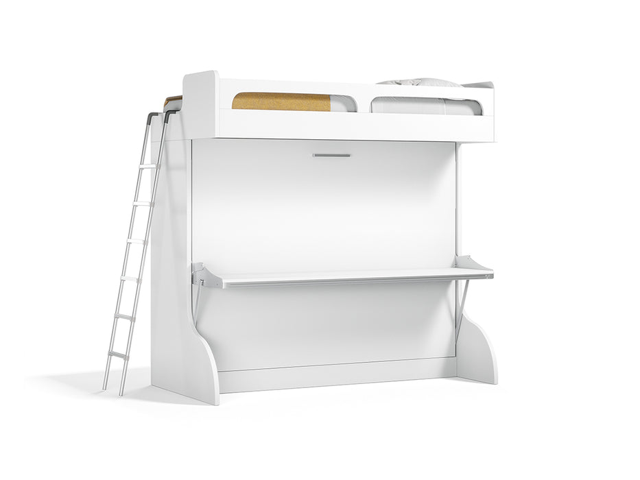 Castello Twin-Over-Full Murphy-Style Wall Bunk Bed with Desk by Multimo Beds