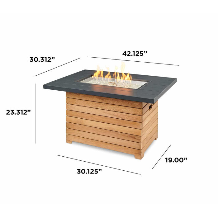 The Outdoor Greatroom Company Darien Rectangular Gas Fire Pit Table with Aluminum Top 42" x 30" DAR-1224-K