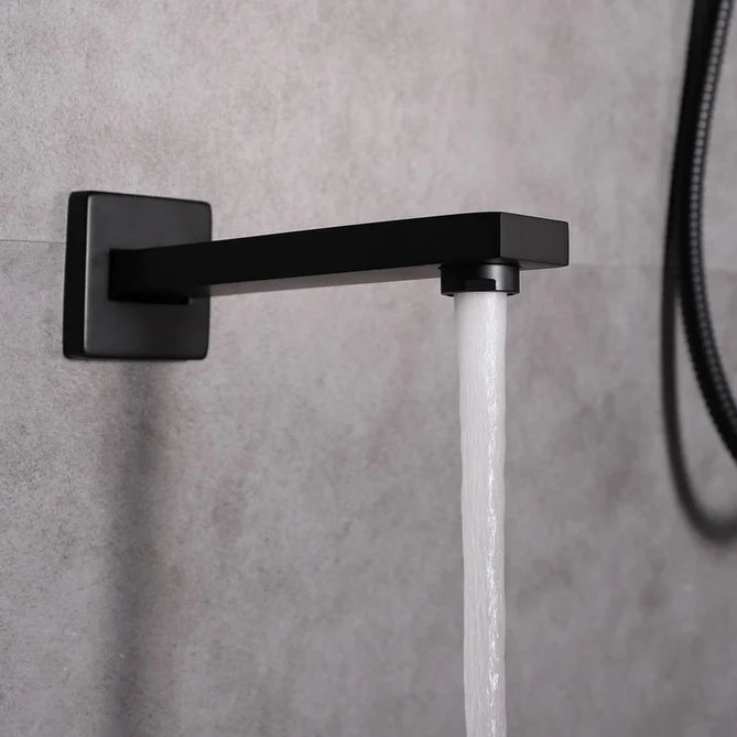 Eviva Beverly Matte Black Wall-Mounted Squared Shower Head With Hand Shower and Tub Faucet EVSH548BBL