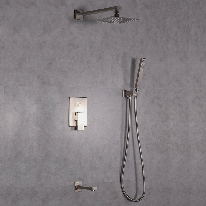 Eviva Beverly Shower and Tub Faucet Set in Brushed Nickel Finish EVSH548BN