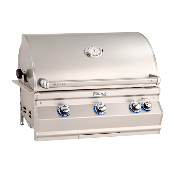 Fire Magic Aurora A540i Built-In Grill with Analog Thermometer with Rotisserie Backburner (Shown) A540I-8EAN