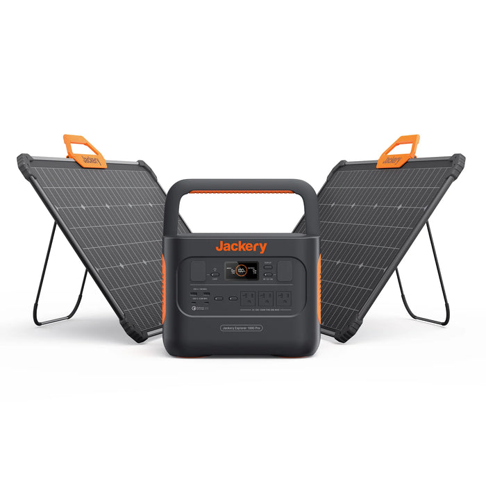 Jackery Explorer 1000 Pro Portable Power Station with Two 80W Solar Panels  60-1080-USA1A2