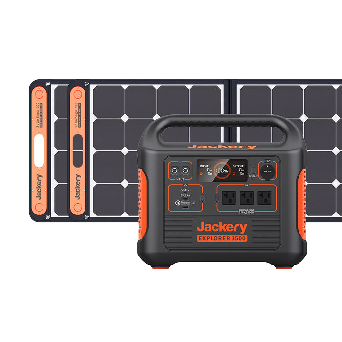 Jackery Explorer 1500  Portable Power Station and 2 x 100W Solar Panels JAE15002SP100