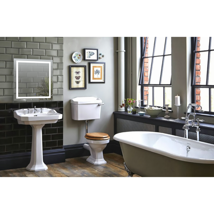 Krugg Icon 24'' X 24'' LED Bathroom Mirror with Dimmer & Defogger Square Lighted Vanity Mirror