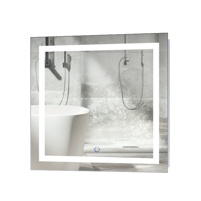 Krugg Icon 24'' X 24'' LED Bathroom Mirror with Dimmer & Defogger Square Lighted Vanity Mirror