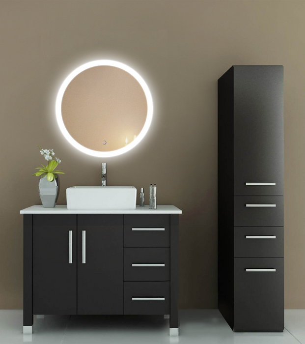 Krugg Icon 24'' X 42'' LED Bathroom Mirror with Dimmer & Defogger Round Lighted Vanity Mirror