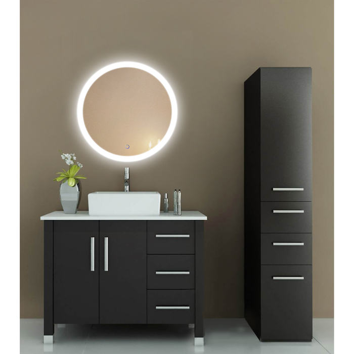 Krugg Icon 24'' X 42'' LED Bathroom Mirror with Dimmer & Defogger Round Lighted Vanity Mirror