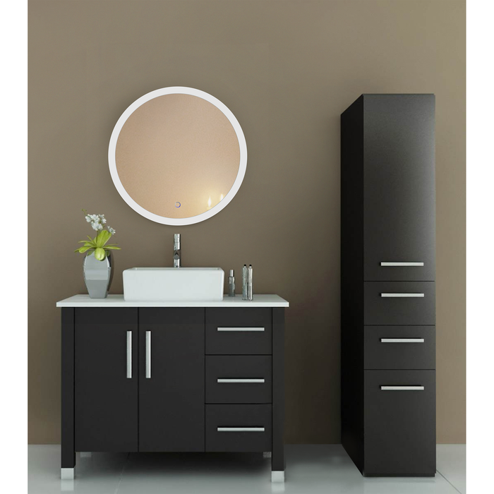 Krugg Icon 24'' X 42'' LED Bathroom Mirror with Dimmer & Defogger Round Lighted Vanity Mirror