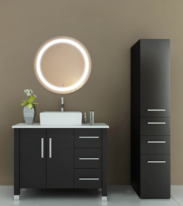 Krugg Icon 24'' X 42'' LED Bathroom Mirror with Dimmer & Defogger Round Lighted Vanity Mirror