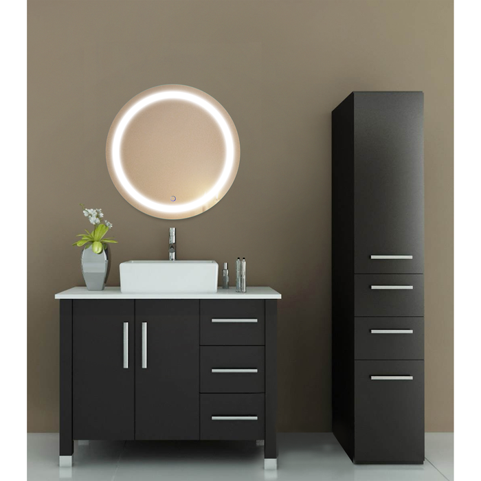 Krugg Icon 24'' X 42'' LED Bathroom Mirror with Dimmer & Defogger Round Lighted Vanity Mirror