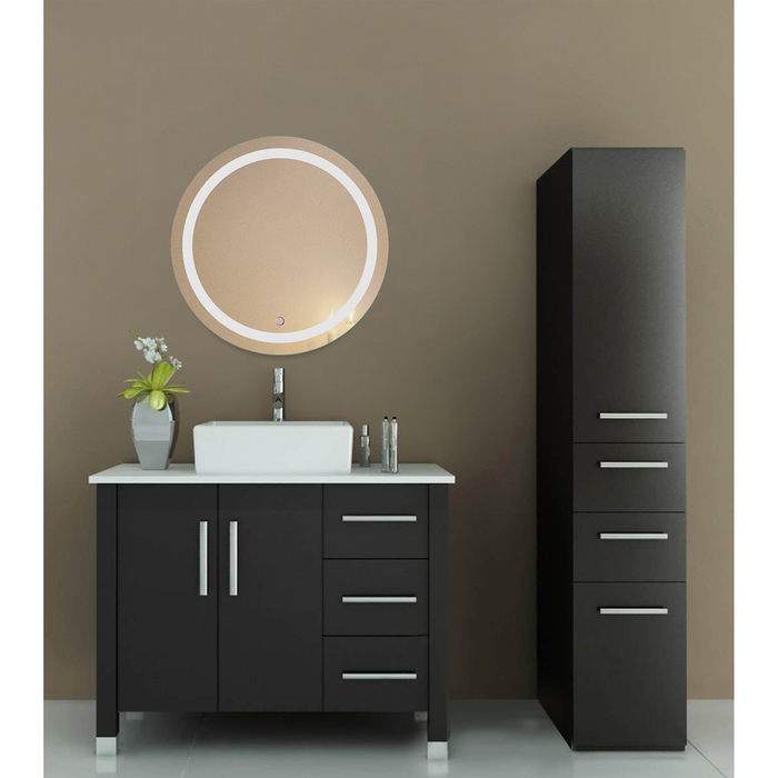 Krugg Icon 24'' X 42'' LED Bathroom Mirror with Dimmer & Defogger Round Lighted Vanity Mirror