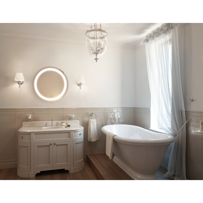 Krugg Icon 24'' X 42'' LED Bathroom Mirror with Dimmer & Defogger Round Lighted Vanity Mirror