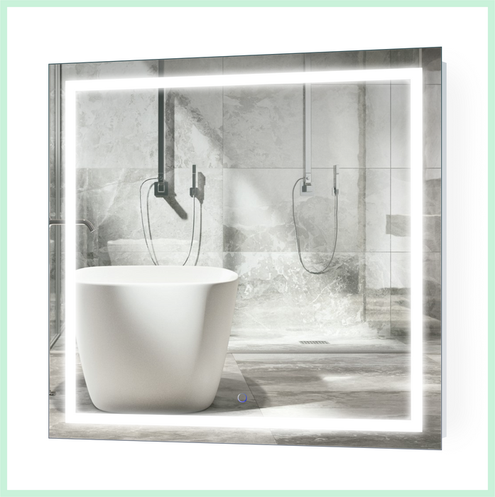 Krugg Icon 36'' X 36'' LED Bathroom Mirror with Dimmer & Defogger Large Square Lighted Vanity Mirror