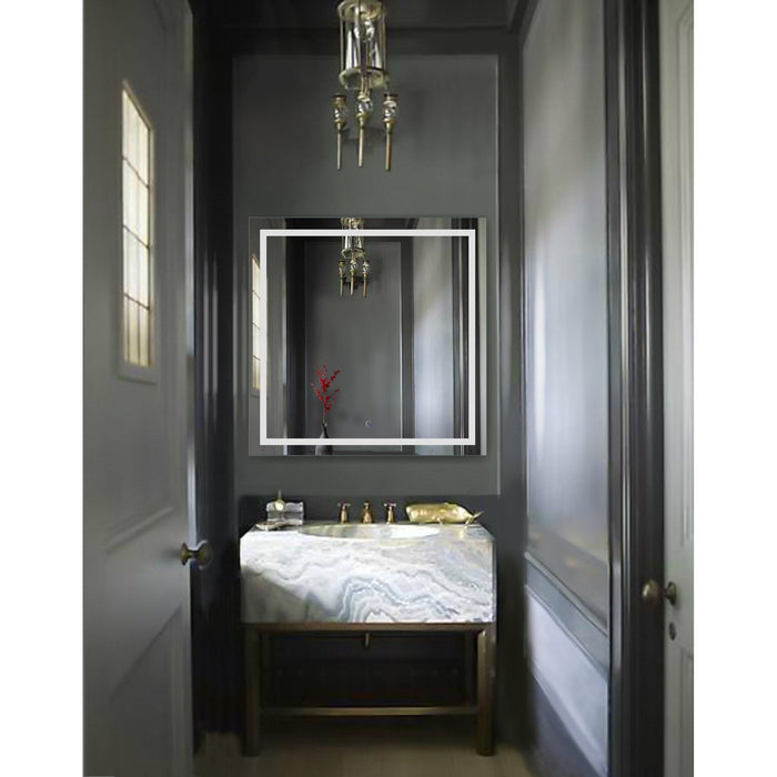 Krugg Icon 36'' X 36'' LED Bathroom Mirror with Dimmer & Defogger Large Square Lighted Vanity Mirror