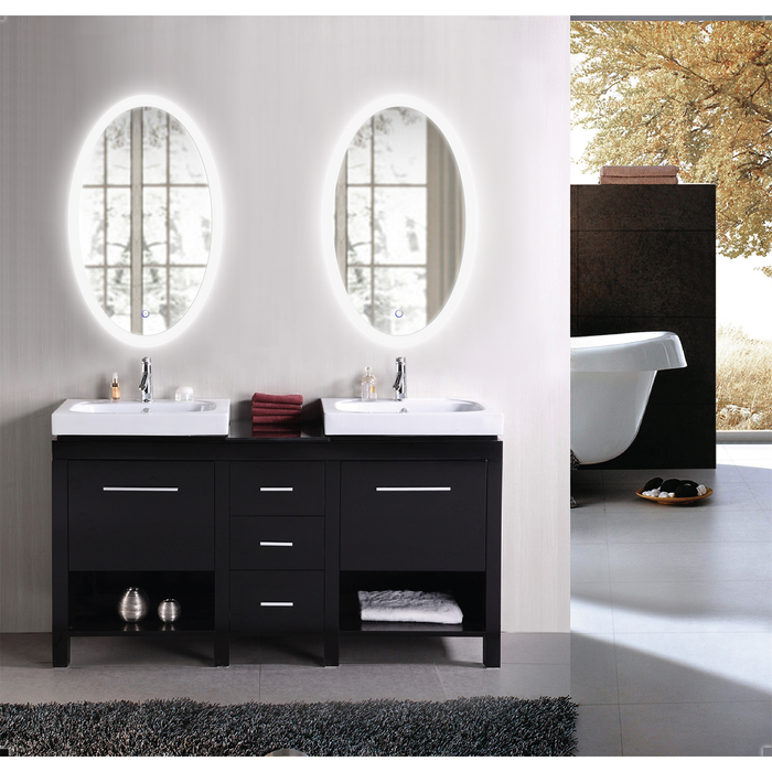 Krugg Sol Oval 20'' x 40'' LED Bathroom Mirror with Dimmer & Defogger Sol2240