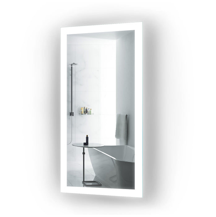 Krugg Bijou 15'' x 30'' LED Bathroom Mirror with Dimmer & Defogger Small Lighted Vanity Mirror Bijou1530