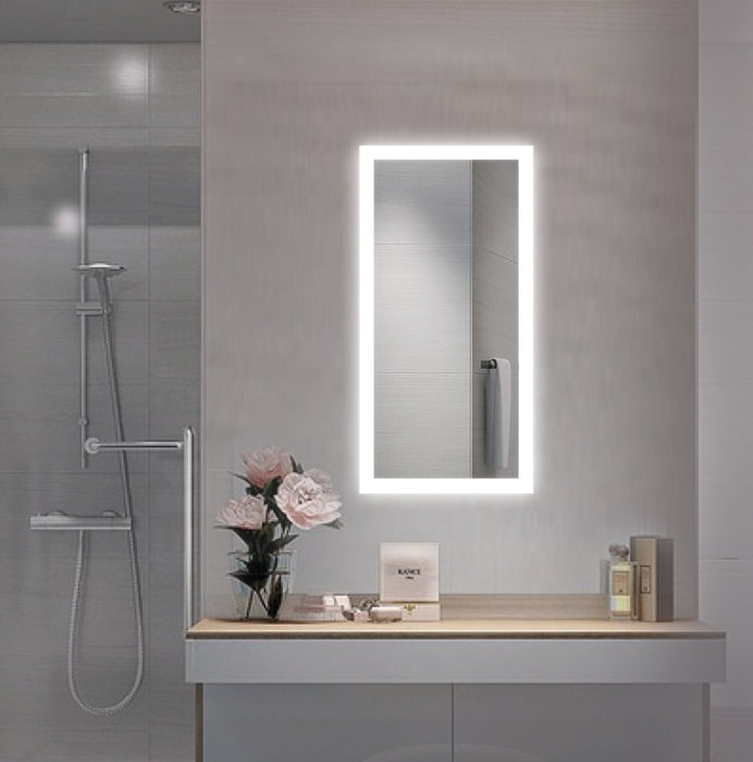 Krugg Bijou 15'' x 30'' LED Bathroom Mirror with Dimmer & Defogger Small Lighted Vanity Mirror Bijou1530