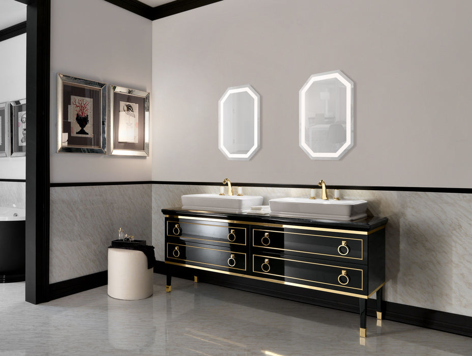 Krugg Tudor 20'' X 30'' LED Bathroom Mirror with Dimmer & Defogger Octagon Lighted Vanity Mirror