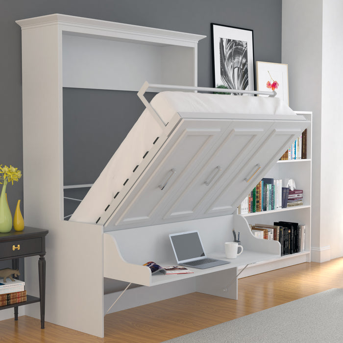 Wall Bed With Desk, Double Size, White by Leto Muro