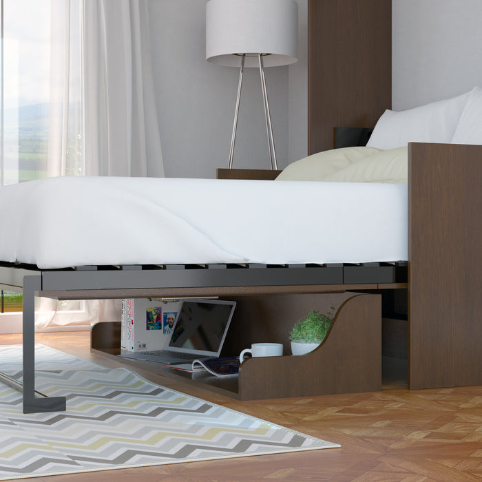 Wall Bed With Desk, Full Size, Coventry Walnut by Leto Muro