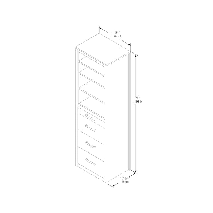 Leto Muro Coventry Storage Side Tower in White ASTR