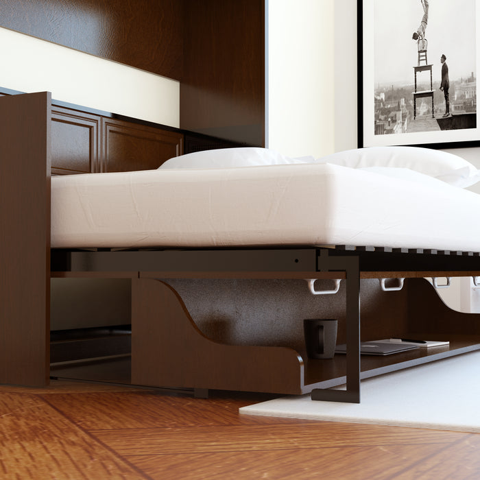 Wall Bed With Desk, Full Size, Walnut Landscape Series by Leto Muro