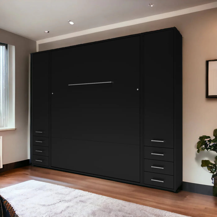 Maxima House Invento Murphy Bed Vertical European Queen Size with 2 Cabinets IN160V-07BL