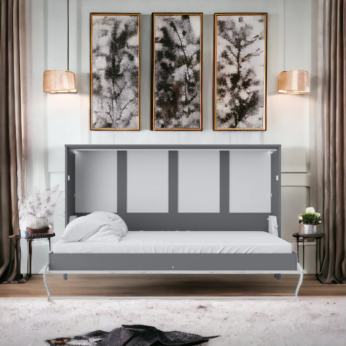 Maxima House Invento Murphy bed Horizontal European Full Size with LED and Mattress Included IN-05WLED