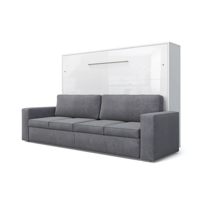 Maxima House Invento Murphy bed with a Sofa Horizontal European Full XL Size White/ Gray Sofa-IN004W-G -Elegant Home USA