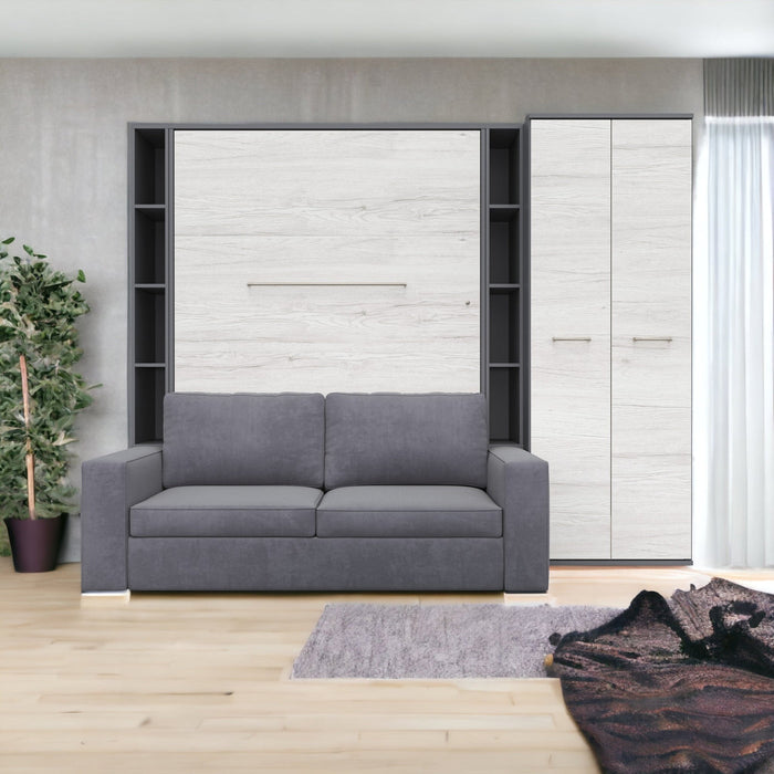 Maxima House Invento Murphy Bed with Couch & Wardrobe, Vertical, European Full Size