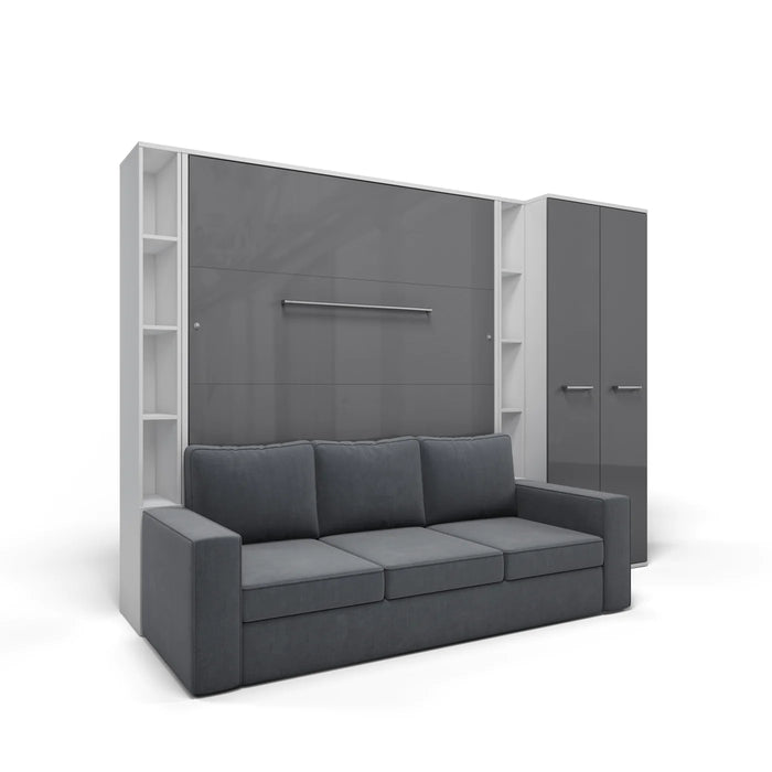 Maxima House Invento Murphy Bed With Couch & Wardrobe, Vertical, European Queen Size