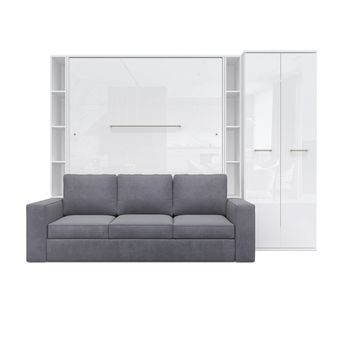 Maxima House Invento Murphy Bed With Couch & Wardrobe, Vertical, European Queen Size