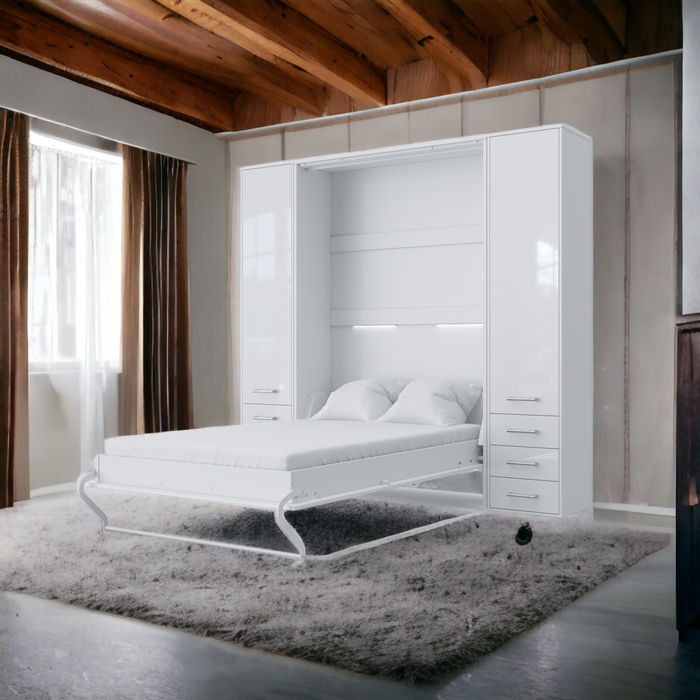 Maxima House Invento Murphy Bed Vertical Wall Bed European Queen Size with 2 Cabinets IN160V-07