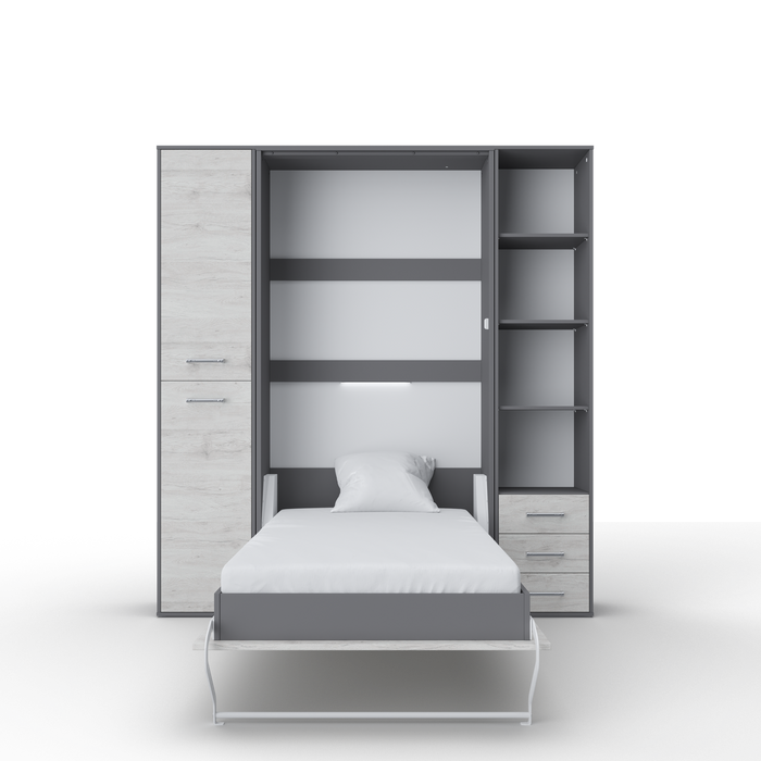 Maxima House Invento Murphy Bed Vertical Wall Bed  European Queen Size with 2 Cabinets IN160V-08