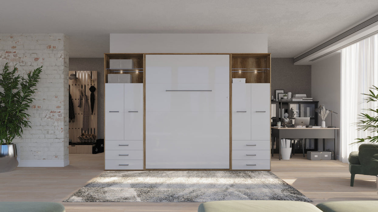 Maxima House Invento Murphy Bed Vertical Wall Bed  European Queen Size with 2 Cabinets IN160V