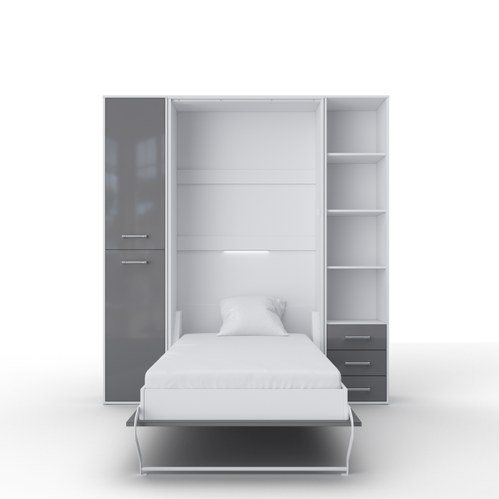 Maxima House Invento Murphy Bed Vertical Wall Bed  European Queen Size with 2 Cabinets IN160V-08