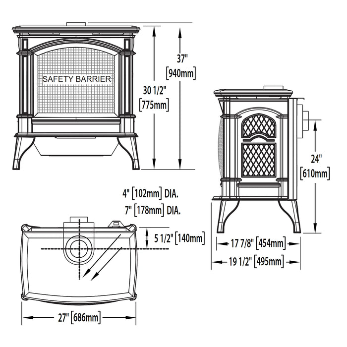 Napoleon Knightsbridge™ Direct Vent Stove, Natural Gas, Millivolt Ignition - Black GDS60-1NSB