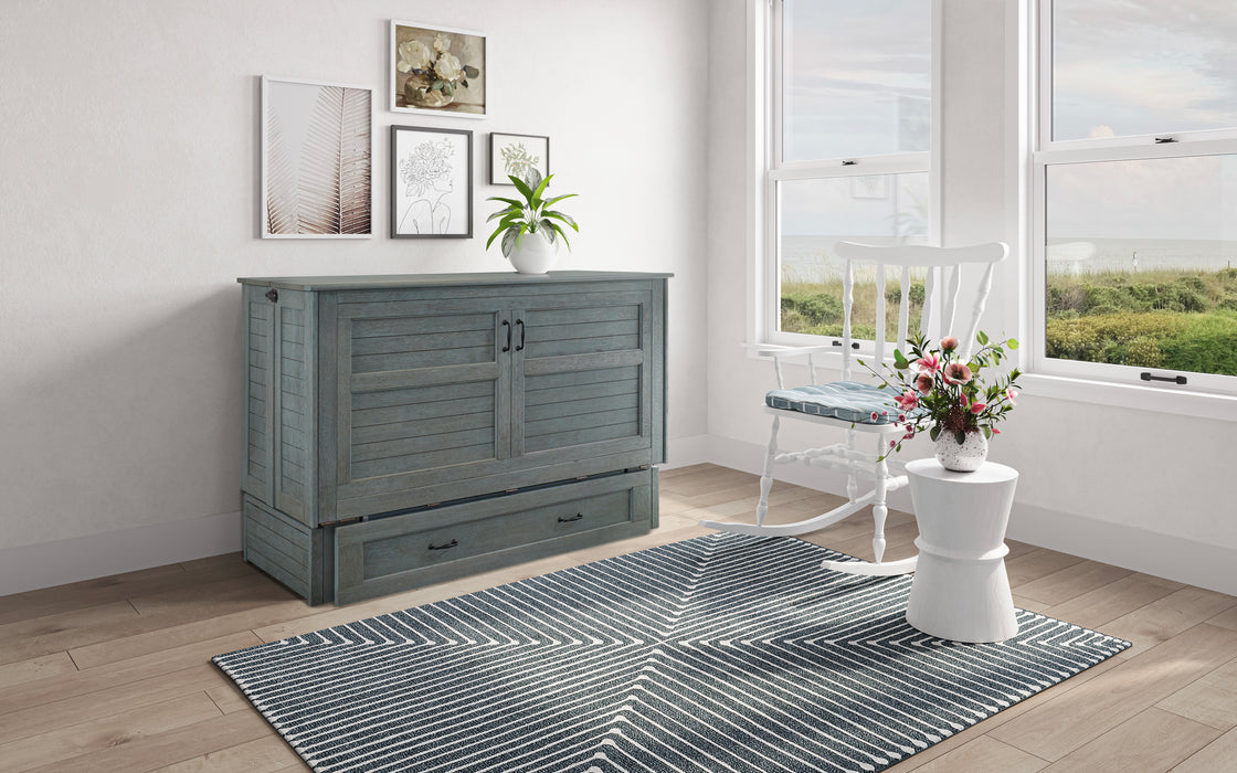 Night and Day Furniture Poppy Murphy Cabinet Bed, Queen, Antique Blue Finish