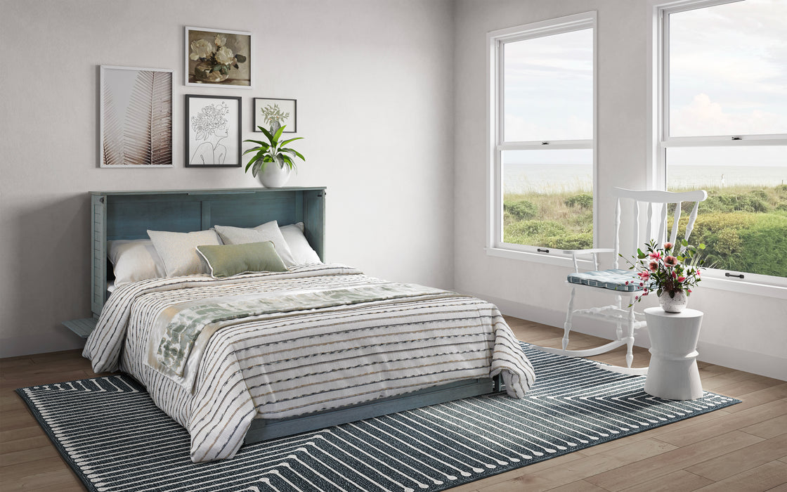 Night and Day Furniture Poppy Murphy Cabinet Bed, Queen, Antique Blue Finish