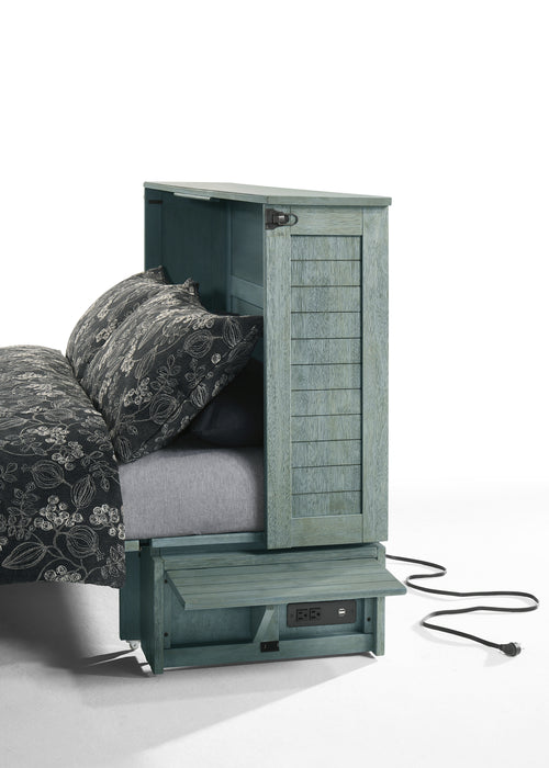 Night and Day Furniture Poppy Murphy Cabinet Bed, Queen, Antique Blue Finish