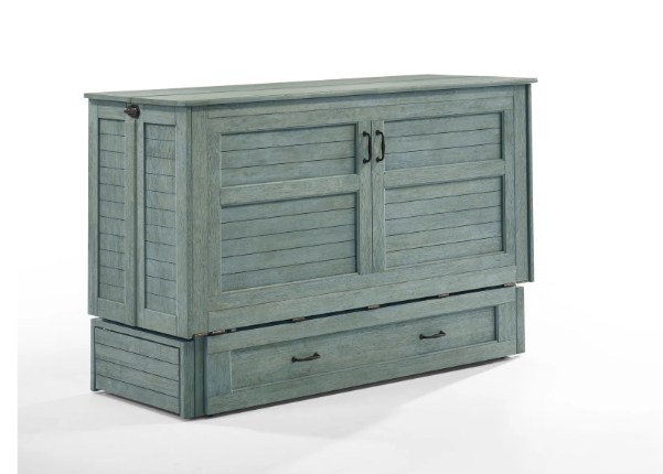Night and Day Furniture Poppy Murphy Cabinet Bed, Queen, Antique Blue Finish