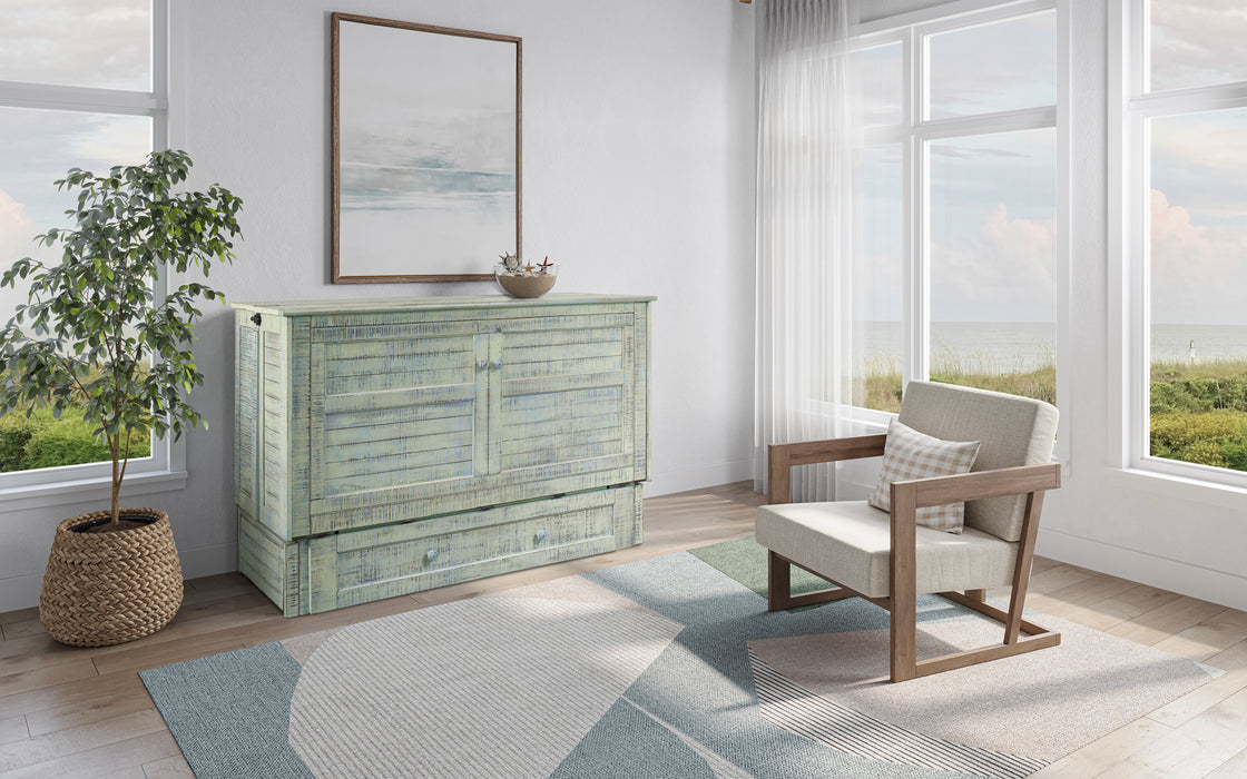 Night and Day Furniture Poppy Murphy Cabinet Bed, Queen, Seafoam Green Finish