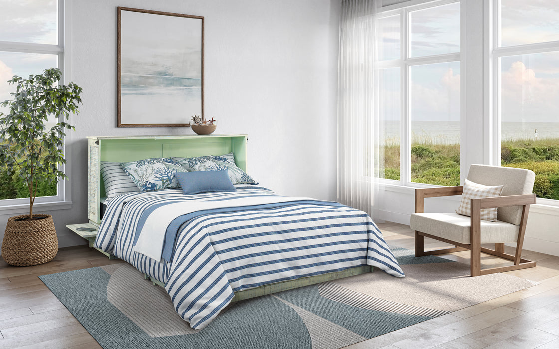 Night and Day Furniture Poppy Murphy Cabinet Bed, Queen, Seafoam Green Finish