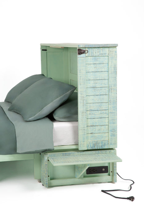 Night and Day Furniture Poppy Murphy Cabinet Bed, Queen, Seafoam Green Finish