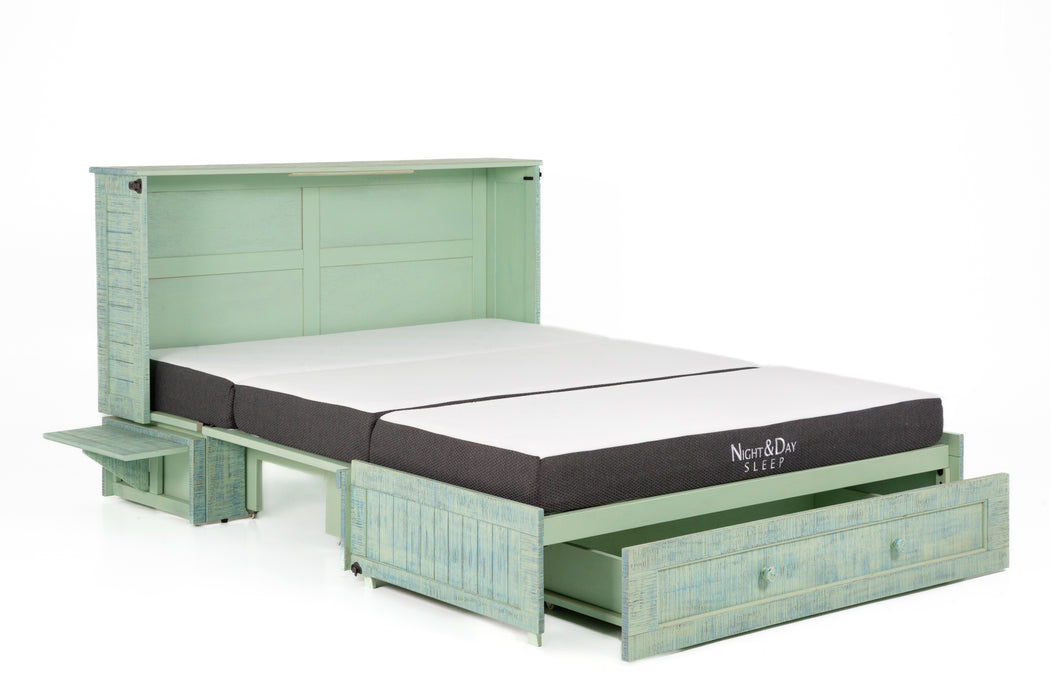 Night and Day Furniture Poppy Murphy Cabinet Bed, Queen, Seafoam Green Finish
