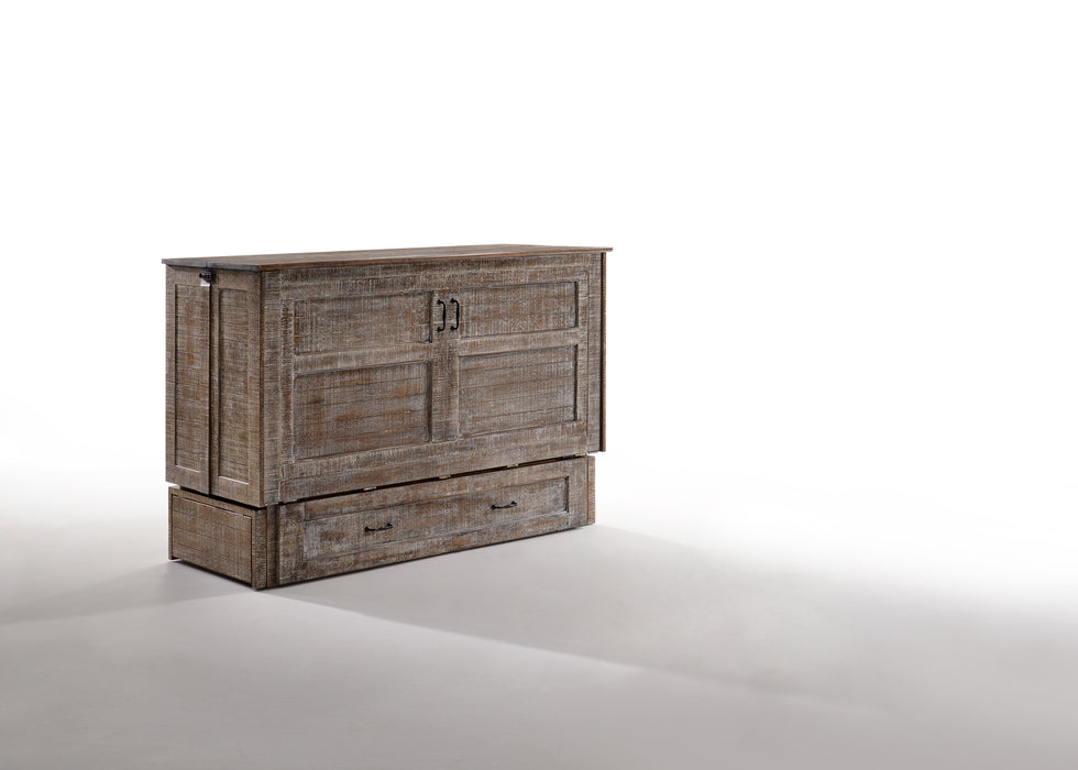 Night and Day Furniture Poppy Murphy Cabinet Bed, Queen, White Bark Finish