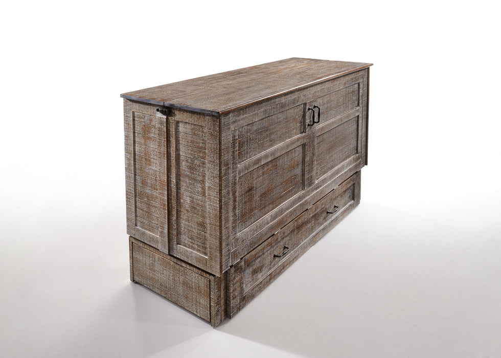 Night and Day Furniture Poppy Murphy Cabinet Bed, Queen, White Bark Finish