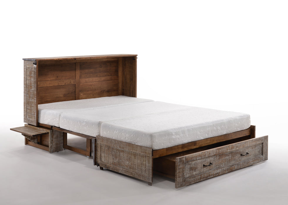 Night and Day Furniture Poppy Murphy Cabinet Bed, Queen, White Bark Finish