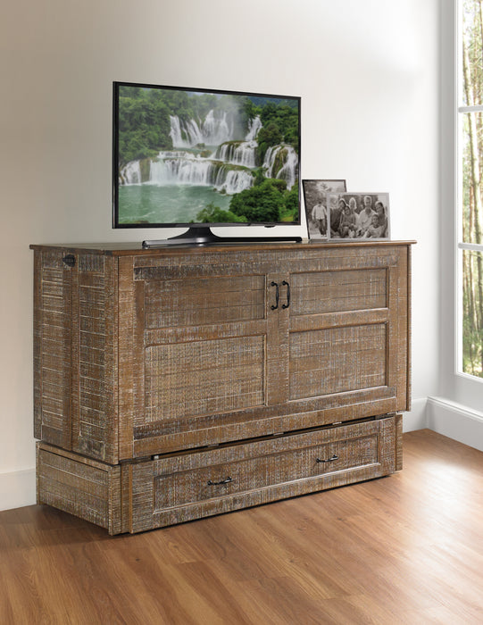 Night and Day Furniture Poppy Murphy Cabinet Bed, Queen, White Bark Finish