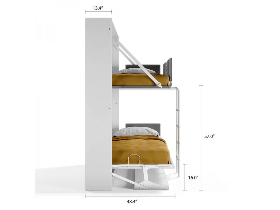 Pensiero Twin Wall Bunk Bed (Murphy-style)  with Desk – Space-Saving Elegance by Multimo Beds